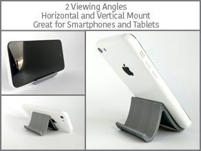 Wave - a smart Smartphone and Tablet Holder: Two Viewing Angles, Horizontal and Vertical Mount.