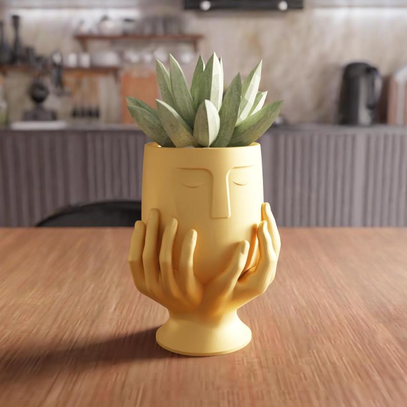 3D Hand Holding Planter STL File - 041