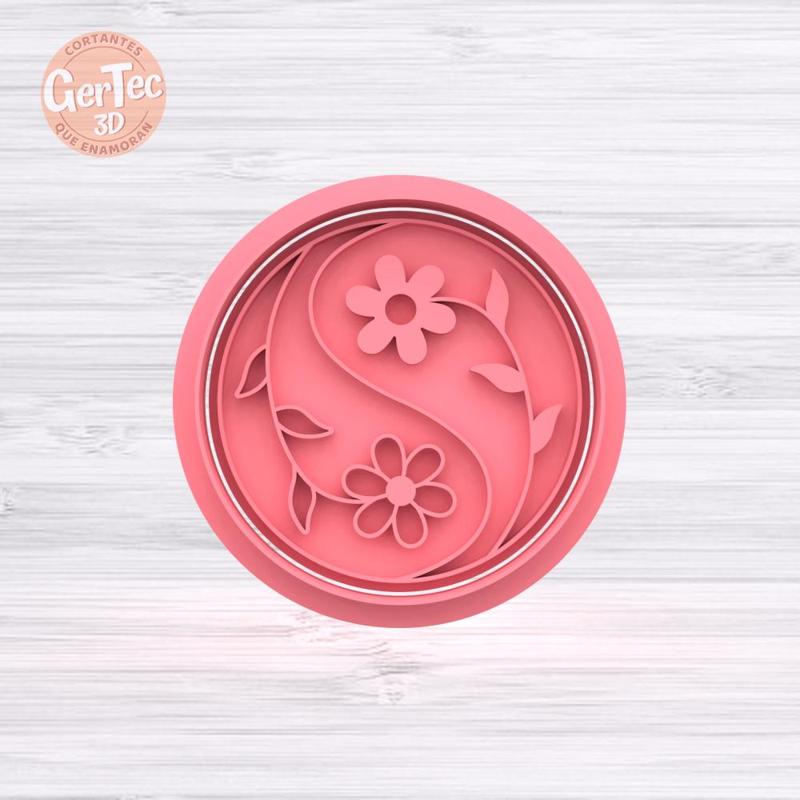 YIN Y YANG FLOWERS Cutter with Stamp / Cookie Cutter yinyang