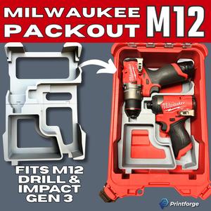 M12 Packout Insert - Milwaukee Packout Insert - Impact & Drill