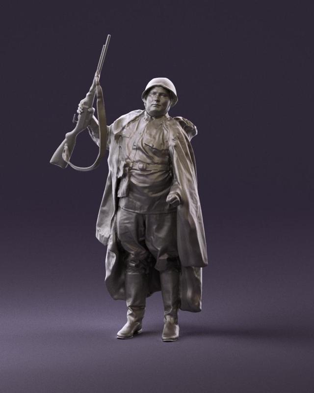 001012 big man in Soviet soldier suit with ppsh