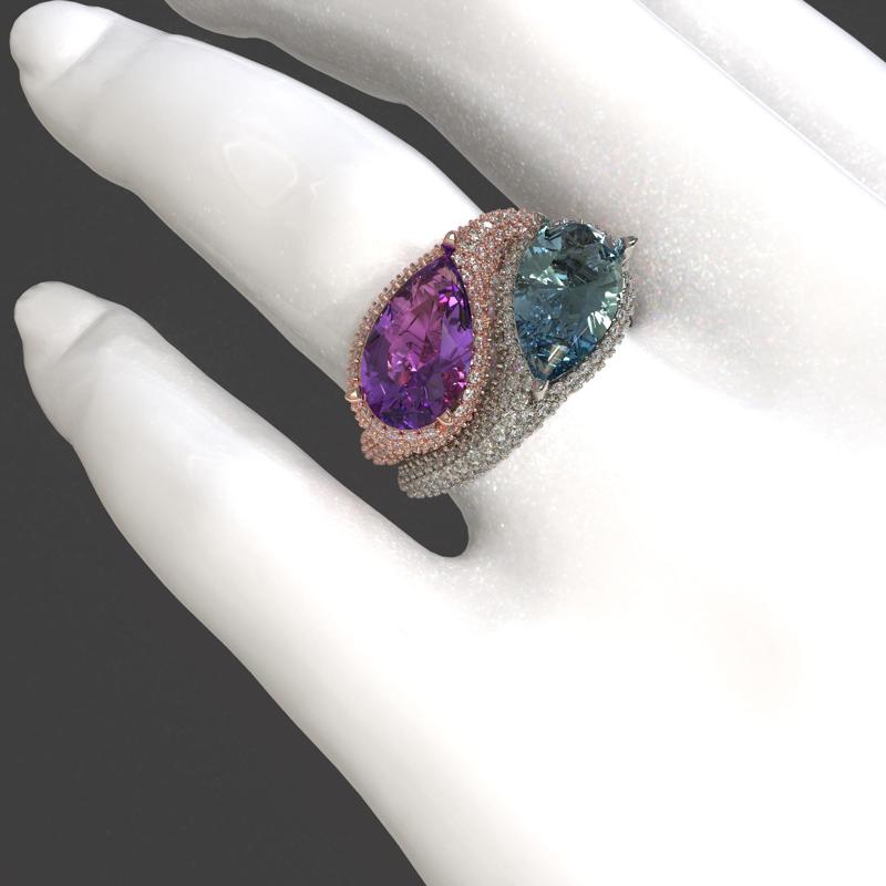 jewelry engagement ring with gem pear 12x7mm 2.17ct  Printable STL