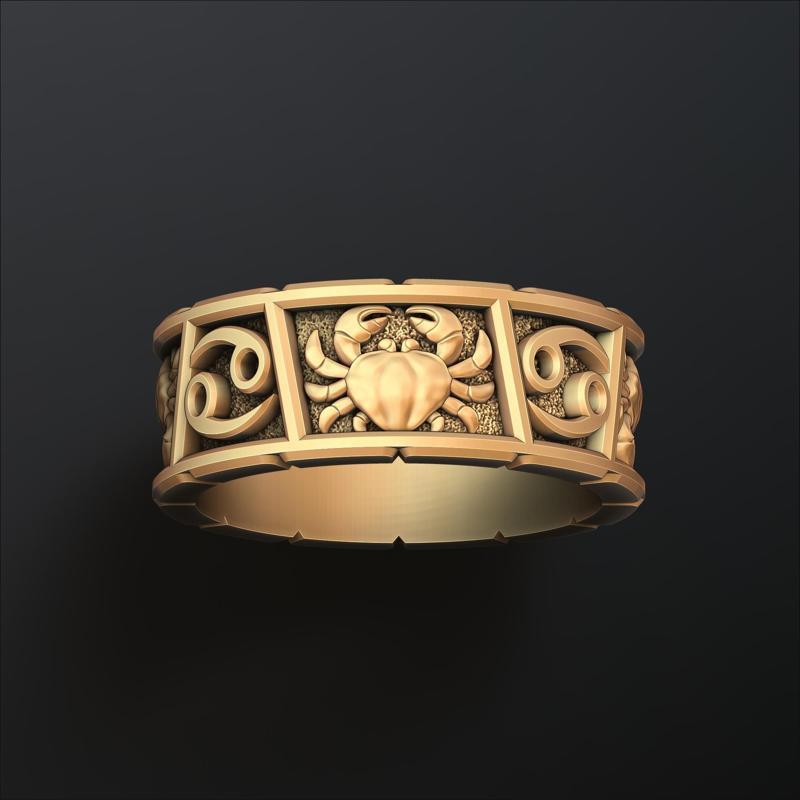 Horoscope Cancer Ring v2 3D print model