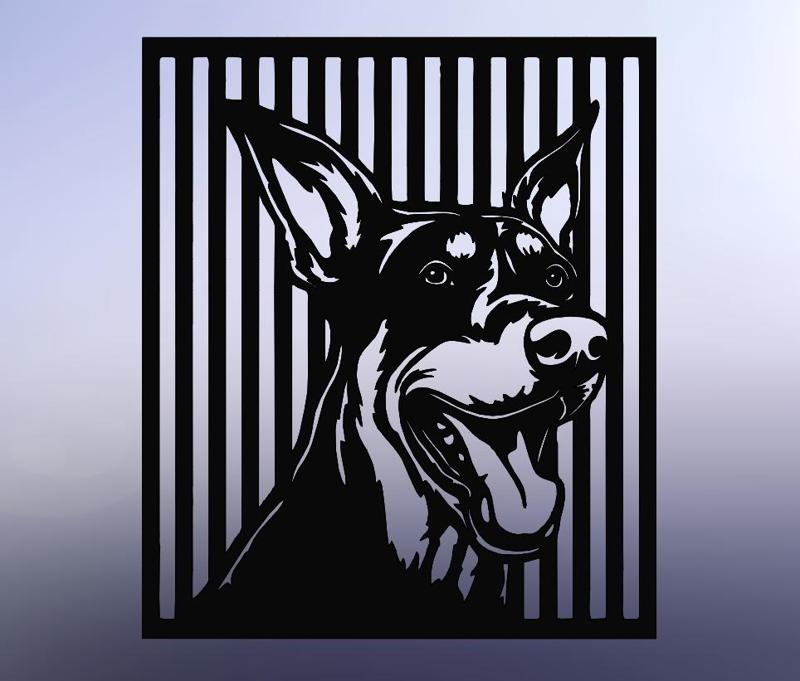 Doberman Head - Striking Line Art