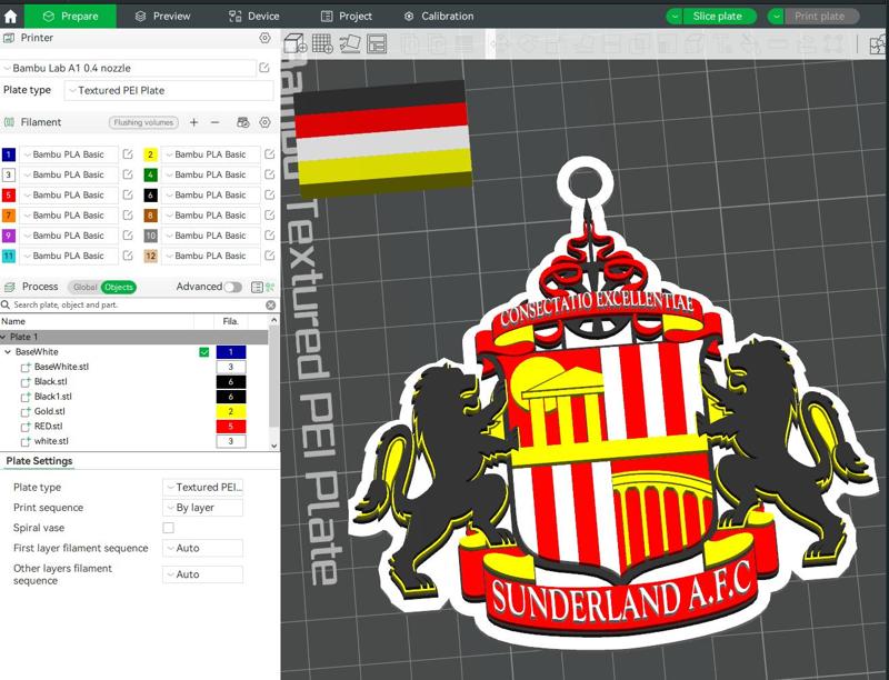 Premier League Sunderland keychan badge printable and renderable