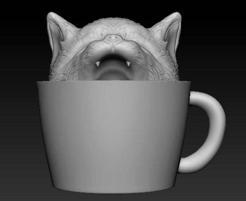 Cat hiding from cup
