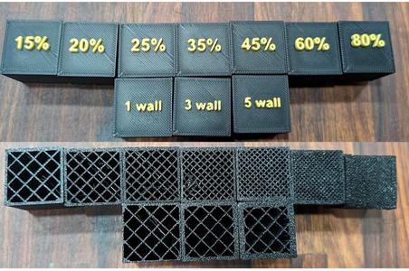 Infill and wall thickness reference cubes