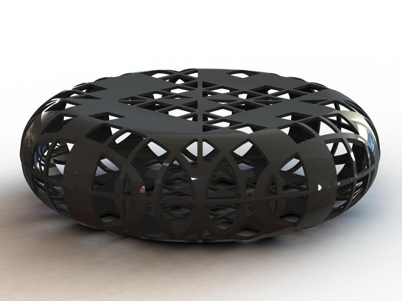 Grey Circular Shape Bench