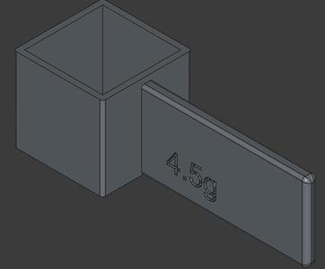 Customizable / Parametric rectangular measuring spoon for dish washing machine powder (.FCStd)
