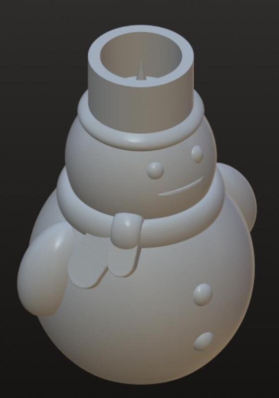 Snowman shaped candle holder