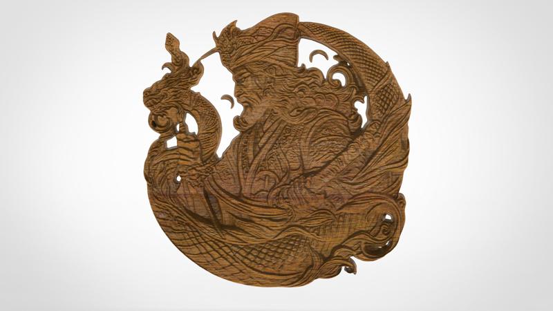 Intricate 3D "Warrior with Dragon" CNC Design | Eastern Mythology Style | STL File for CNC & 3D Printing | Home Decor & Art Panels