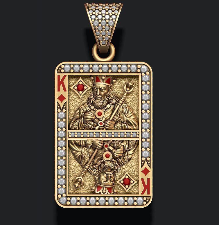 Diamond king playing card pendant 3D print model
