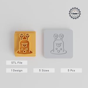 Slug Blob Monster Stamp Tile Set, 5 Sizes, Perfect for Clay, Cookies & Fondant, Funny Cartoon Creature Design PRODUCT_3165