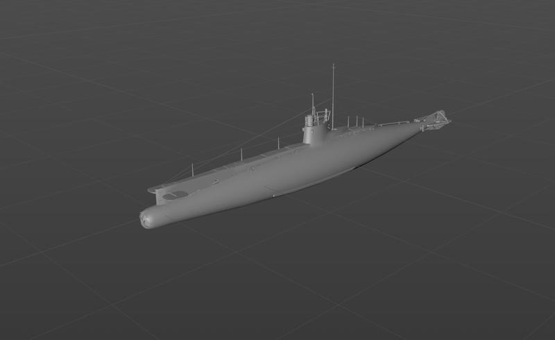 British C-class submarine 3D model material