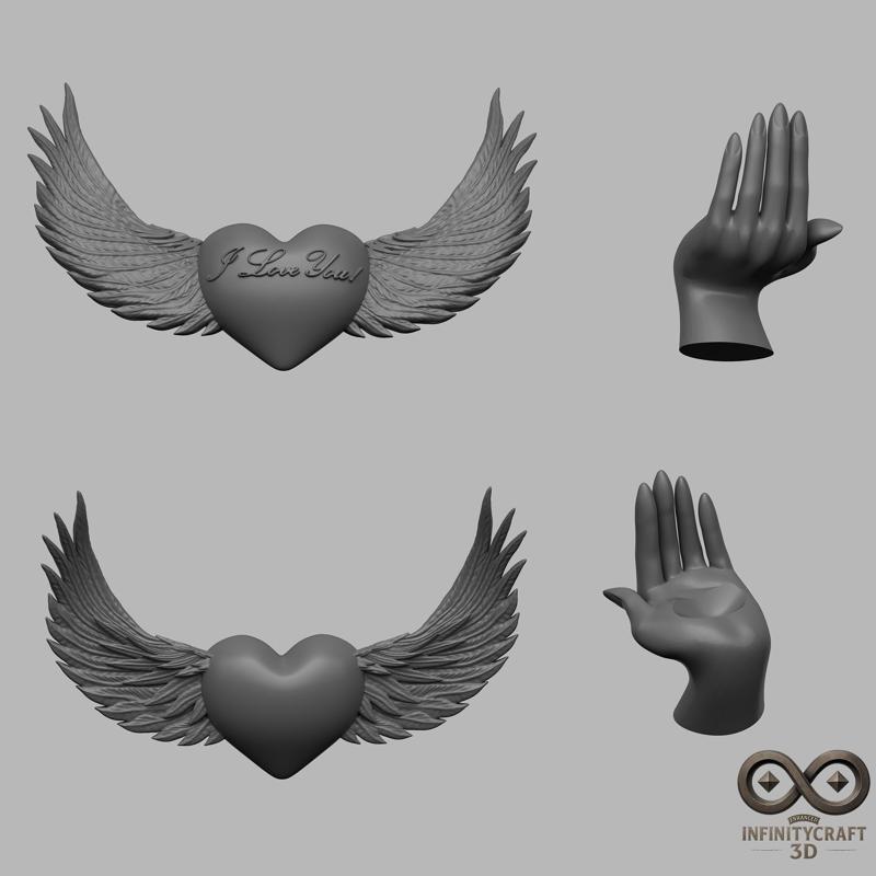 Valentine's Wings of Love Decor STL file for 3d printing