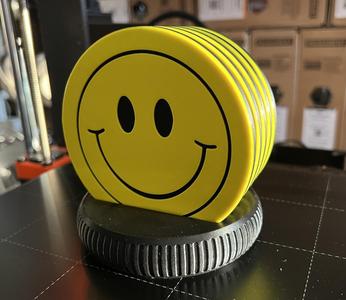 Smiley Face Coaster Set And Stand