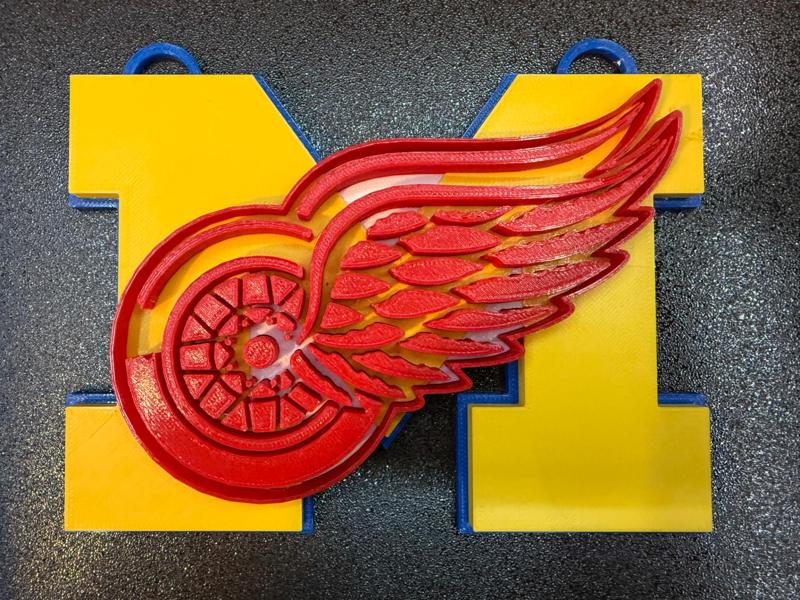 Detroit Red Wings Michigan Wolverines Pendant