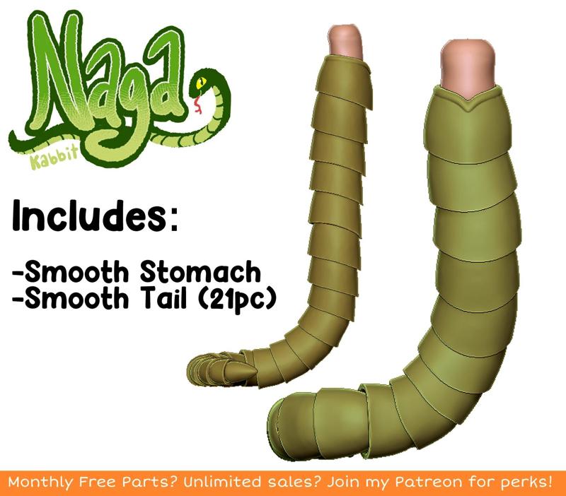 [KABBIT ADDON] Smooth Naga Tail + Tummy for Kabbit - For FDM and SLA Printing