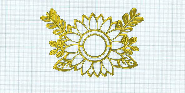 Sunflower bouquet, floral outline, stencil, embross, sunflower wall art decor