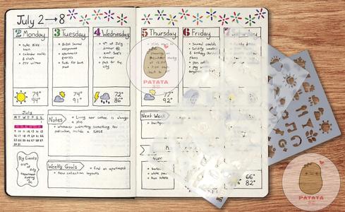 Dotted Journal Stencil Set x 12 (Over 300 designs) 1/2