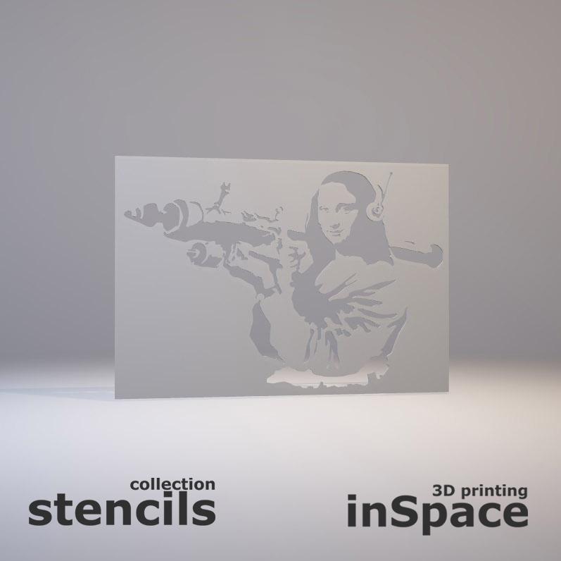 Stencil - Banksy - Mona Liza with bazooka rocket