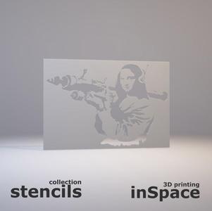 Stencil - Banksy - Mona Liza with bazooka rocket