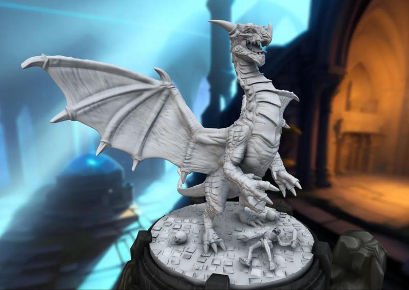 Dragon w/ dead solder D&D Miniature