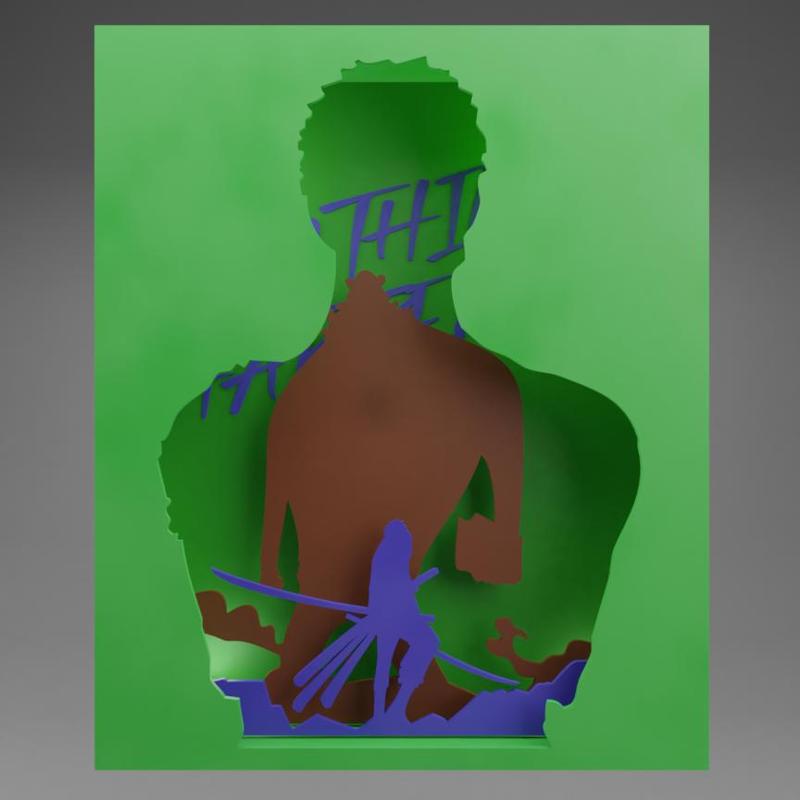 Zoro vs orso stencil poster