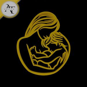 Mom and child - Line Art - 2D Wall Art Decor