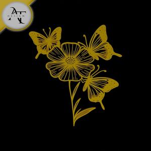 Butterflies and flowers - Silhouette - 2D Wall Art Decor