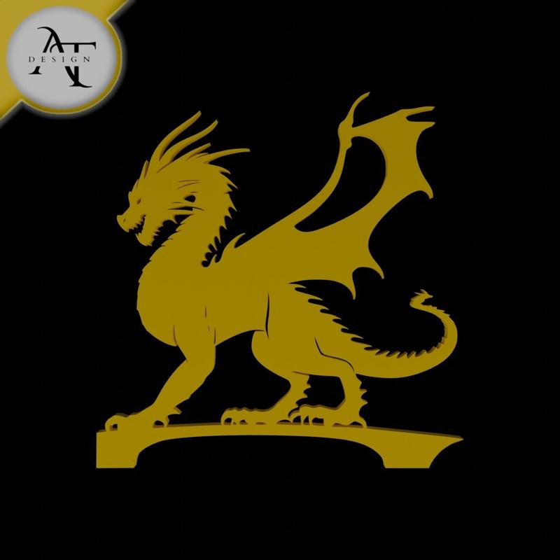 Dragon - Silhouette - 2D Wall Art Decor