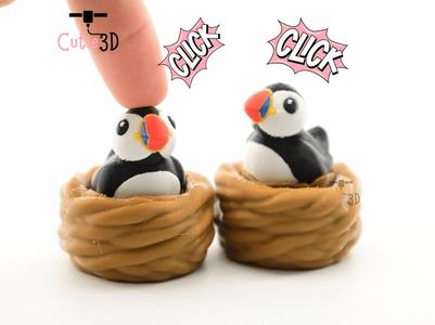 Cutie3D Puffin In Nest For Animal Lovers Keycap Fidget Clicker Keychain - Cute Backpack Keychain