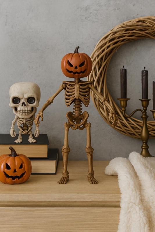 3D Printable Halloween Skeleton with Pumpkin Head | Spooky Jack-O-Lantern Skeleton Model