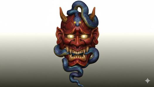 Hannya Hebi mask Print