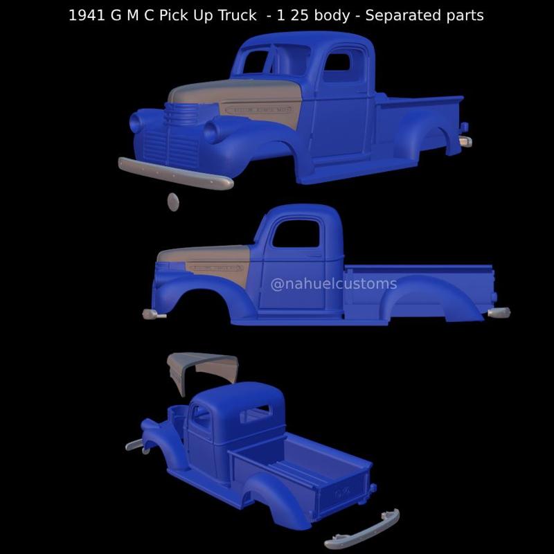 1941 G M C Pick Up Truck  - 1 25 body - Separated parts