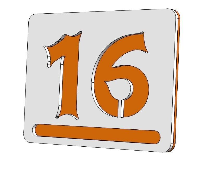 Nr. 16 - Apartment house door number / Modern 3D Apartment Numbers