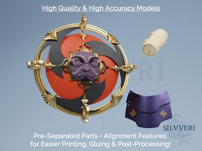 Scaramouche Accessories Hat, Armor and Canister Only for Cosplay (Mini Bundle) - Genshin Impact - Instant Download STL Files for 3D Printing