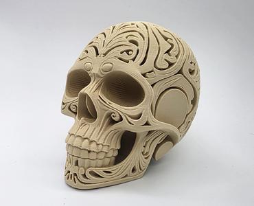 Ornately Carved Skull - Flat Bottom