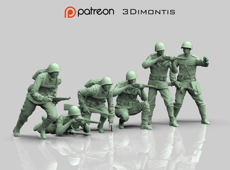 soldiers WW2 Russia 3D print model