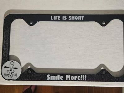 Life's Short Happy Snoopy License Plate Frame