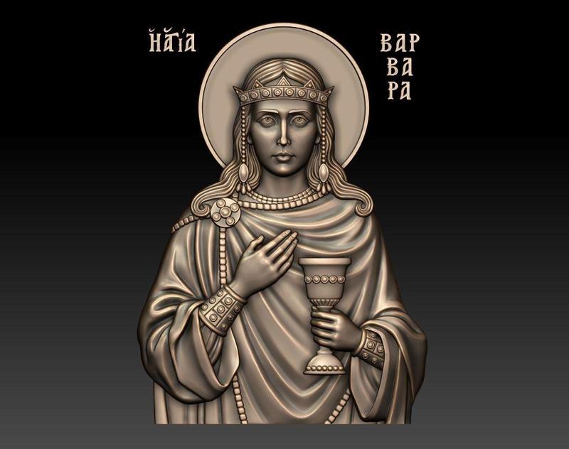 Saint Barbara of Nicomedia – 3D STL Relief Icon for CNC and 3D Printing
