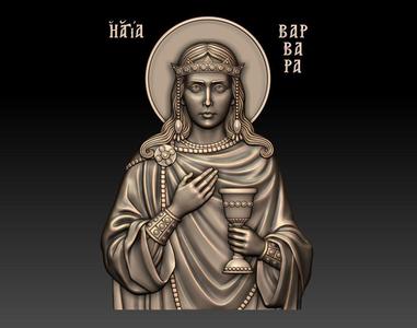 Saint Barbara of Nicomedia – 3D STL Relief Icon for CNC and 3D Printing