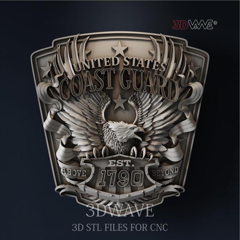 US  COAST GUARD EAGLE 3d stl file for CNC
