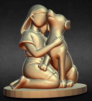 girl hugging  dog