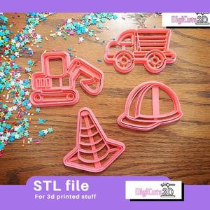Construction Theme Cookie Cutters Set - STL Files for 3D Printing