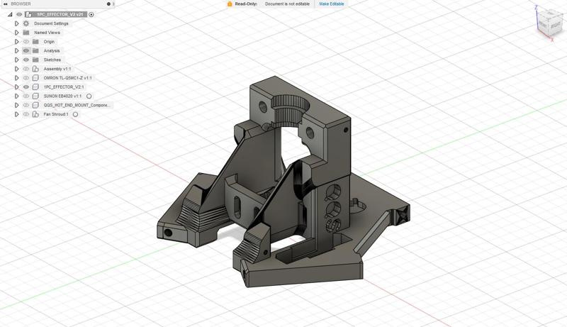 FLSUN QQS PRO Print Head with a Omron Proximity Sensor and V6 Hotend