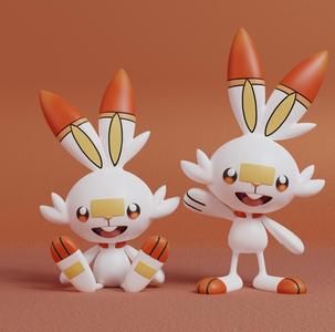 Pokemon - Scorbunny with 2 poses