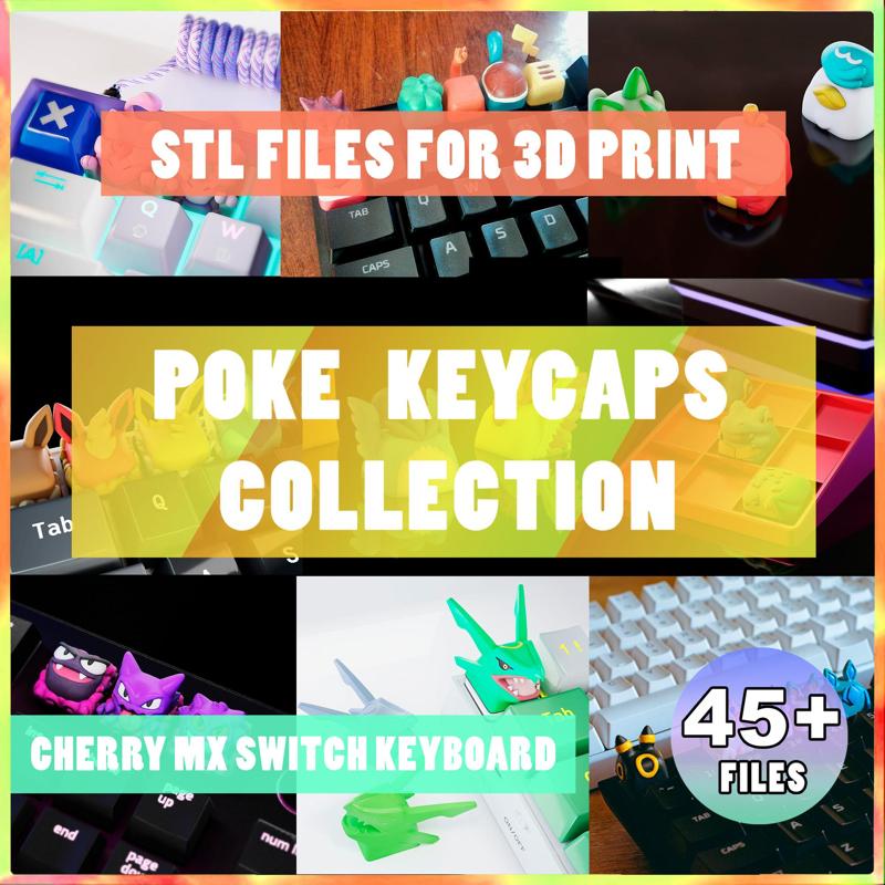 Poke STL Keycaps Collection - 58 STL Hiko keycaps - ( 2021 - 2024 )