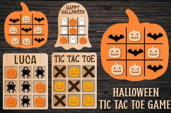 Tic tac toe halloween game (cat)- Vector laser cutting and engraving