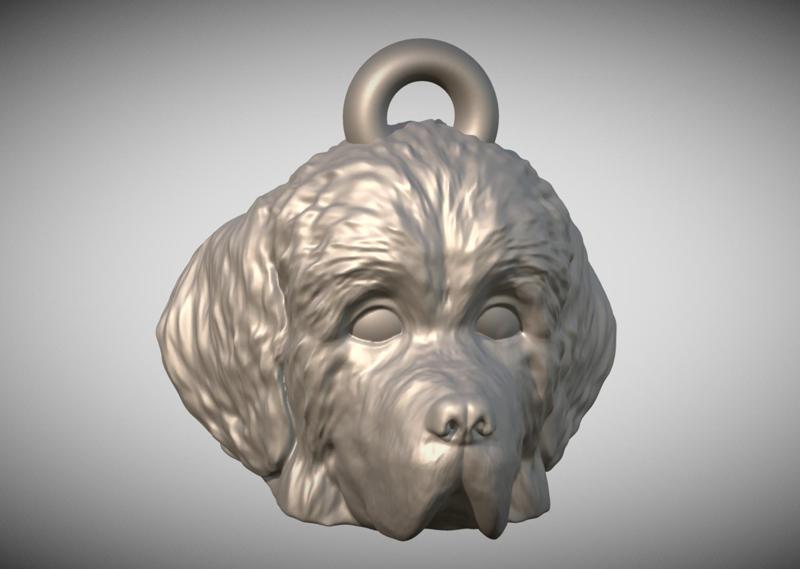 Puppy of Newfoundland head key ring for 3D printing